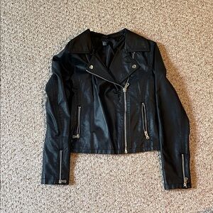 Forever 21 Black Leather Jacket with Silver Accents